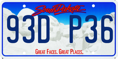 SD license plate 93DP36