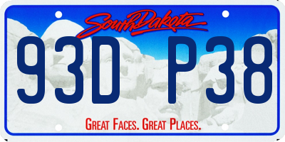 SD license plate 93DP38