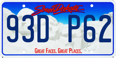 SD license plate 93DP62