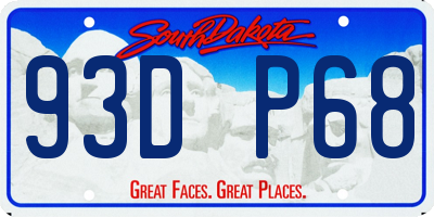 SD license plate 93DP68