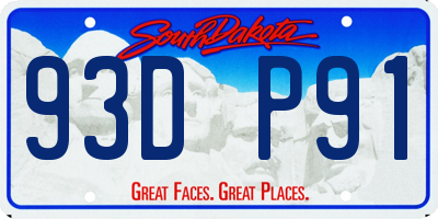 SD license plate 93DP91