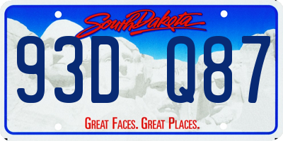 SD license plate 93DQ87