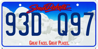 SD license plate 93DQ97