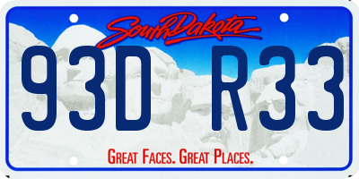 SD license plate 93DR33