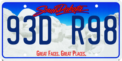 SD license plate 93DR98