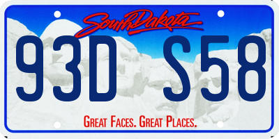 SD license plate 93DS58