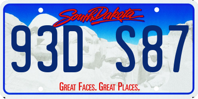 SD license plate 93DS87