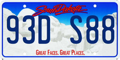 SD license plate 93DS88