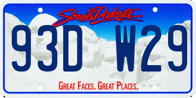 SD license plate 93DW29