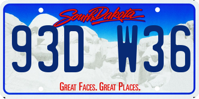 SD license plate 93DW36
