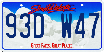 SD license plate 93DW47