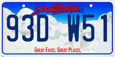 SD license plate 93DW51