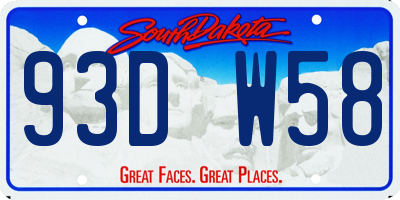 SD license plate 93DW58