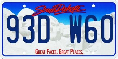 SD license plate 93DW60