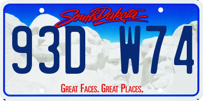 SD license plate 93DW74