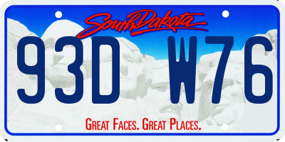 SD license plate 93DW76