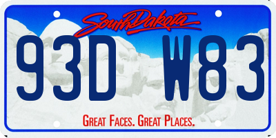 SD license plate 93DW83