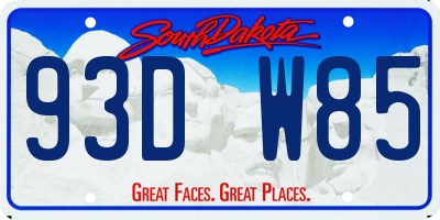 SD license plate 93DW85