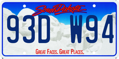 SD license plate 93DW94