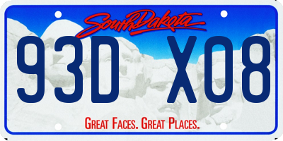 SD license plate 93DX08