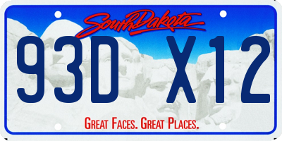 SD license plate 93DX12