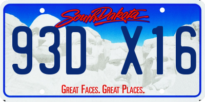 SD license plate 93DX16