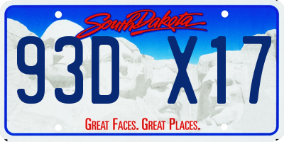 SD license plate 93DX17