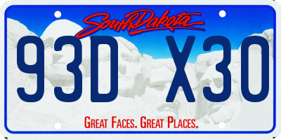 SD license plate 93DX30