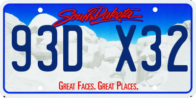 SD license plate 93DX32