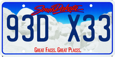 SD license plate 93DX33