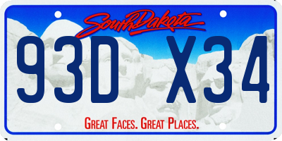 SD license plate 93DX34