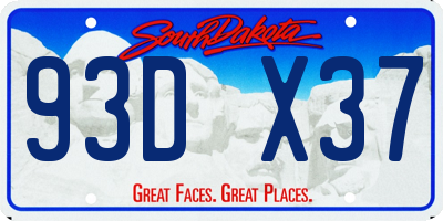 SD license plate 93DX37