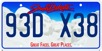 SD license plate 93DX38