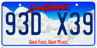 SD license plate 93DX39