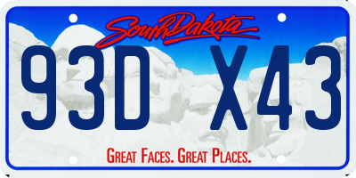 SD license plate 93DX43