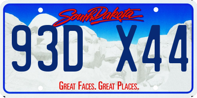 SD license plate 93DX44