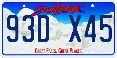 SD license plate 93DX45