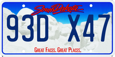 SD license plate 93DX47