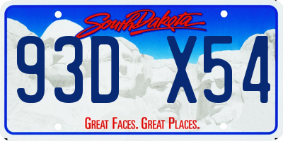 SD license plate 93DX54