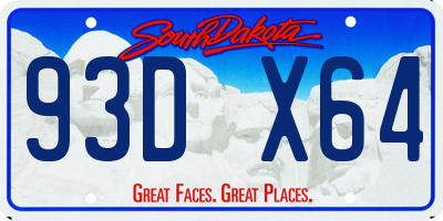 SD license plate 93DX64