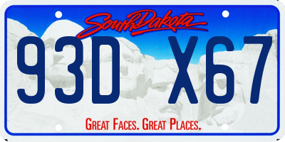 SD license plate 93DX67