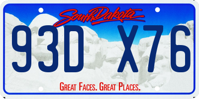 SD license plate 93DX76