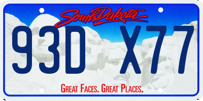 SD license plate 93DX77