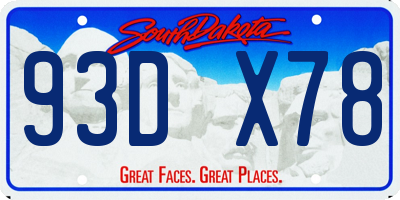 SD license plate 93DX78