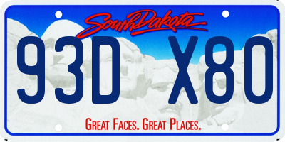 SD license plate 93DX80