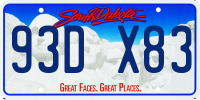 SD license plate 93DX83