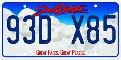 SD license plate 93DX85