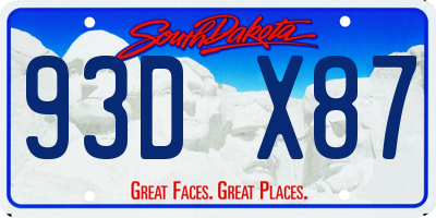 SD license plate 93DX87