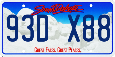 SD license plate 93DX88