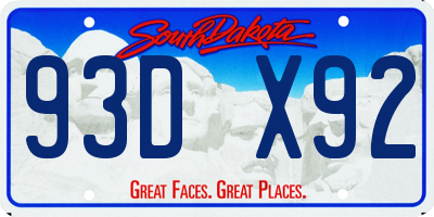 SD license plate 93DX92